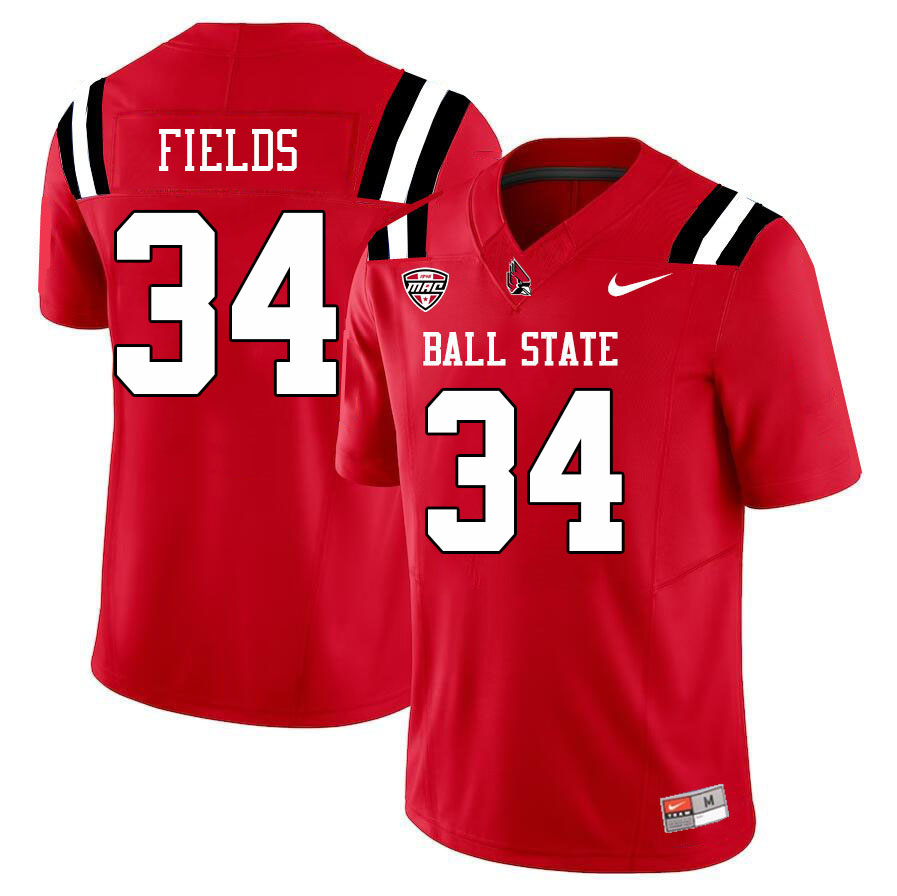 Ball State Cardinals #34 Derek Fields College Football Jerseys Stitched Sale-Cardinal